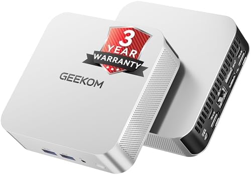 GEEKOM A8 Mini PC with AMD Ryzen 7 8745HS (Beats 6800H, 16GB DDR5 RAM (Upgradable, Not LPDDR 1TB NVMe SSD, Windows 11 Pro Desktop Computer for Home&Business, USB4, SD Slot, 8K | WiFi 6E, 2.5G LAN
