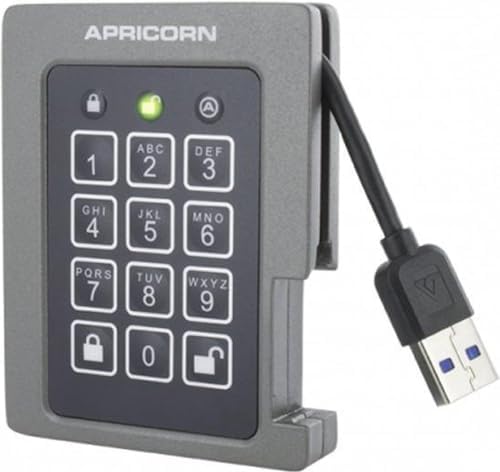 Apricorn 2TB Aegis Padlock SSD 256-Bit, FIPS 140-2 Level 2 Validated Ruggedized USB 3.0 Encrypted External Portable Drive (ASSD-3PL256-2TBF