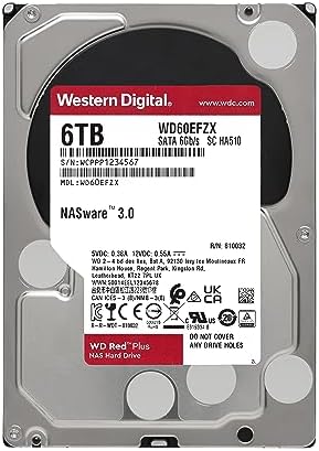 Western Digital 4TB WD Red Plus NAS Internal Hard Drive HDD - 5400 RPM, SATA 6 Gb/s, CMR, 128 MB Cache, 3.5" -WD40EFZX