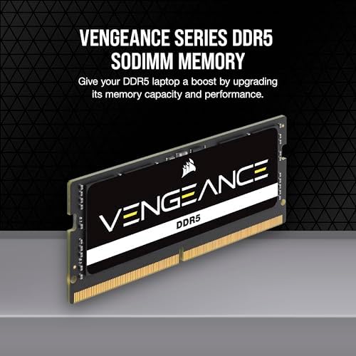 CORSAIR Vengeance SODIMM DDR5 RAM 32GB (1x32GB 4800MHz CL40-40-40-77 1.1V Intel AMD Laptop Notebook Memory - Black (CMSX32GX5M1A4800C40