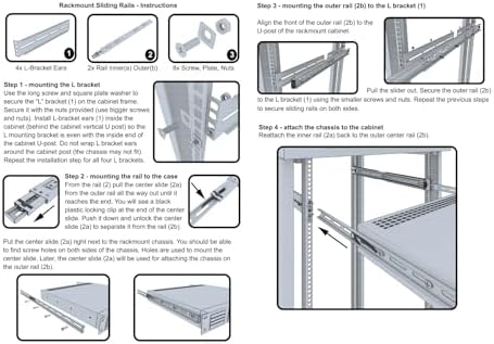 Rackmount Sliding Rails - Kit for 2U-8U Chassis (Adjustable 26" to 40" Depth 2 or 4 Post Mount Sliders for Server Case (Compatible with Any Standard Rack, Cabinet, Computer Enclosure Tupavco TP1822