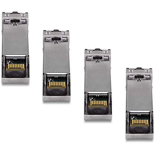 TRENDnet SFP Multi-Mode LC Module 4-Pack, TEG-MGBSX/4, Transmission Up to 550m (1804 Ft, Mini-GBIC, Hot Pluggable, IEEE 802.3z Gigabit Ethernet, Supports Up to 1.25 Gbps, Lifetime Protection