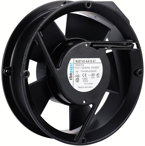 for Ebm-Papst W2E143-AA15-01 Cooling Fan, 17cm 172×51mm AC AXIAL Fan, 115V 24/26W, 3Uf, 2-pin Connector All Metal Fan W2E143-AA15-01