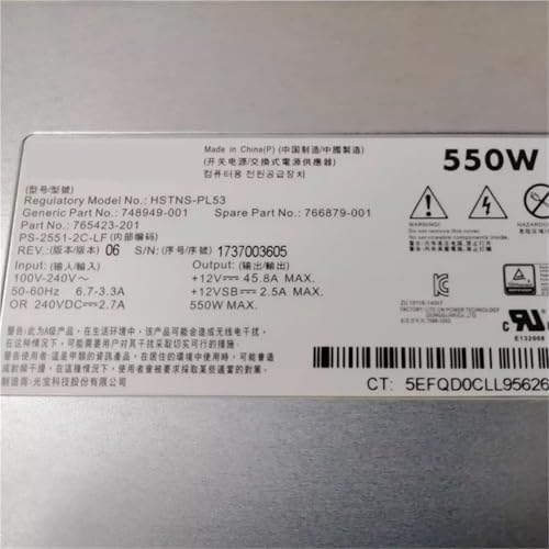 PSU HSTNS-PL53 for DL160 DL180 G9 Gen9 550W Power Supply 748949-001 766879-001 765423-201