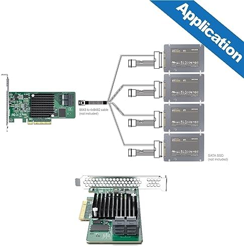 PCIe 3.0 x8 12G External SAS/SATA HBA RAID Controller Card, Broadcom 3008 Chip, Compatible with LSI 9300-8E, Mini SAS HD (SFF-8644 Connector, for Server/Storage Expansion