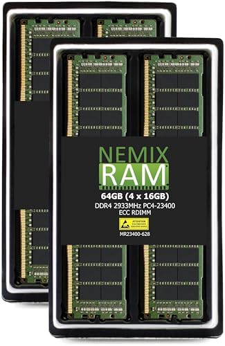 NEMIX RAM 32GB (2X16GB DDR4 2933MHZ PC4-23400 2Rx8 1.2V CL21 288-PIN ECC RDIMM KIT Registered Server Memory Compatible with Dell PowerEdge R840 Rack Server