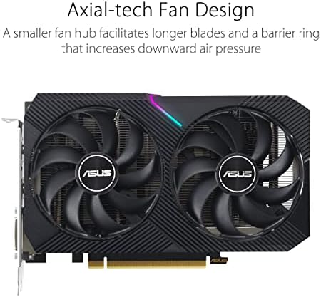 ASUS Dual NVIDIA GeForce RTX 3050 6GB OC Edition Gaming Graphics Card - PCIe 4.0, 6GB GDDR6 Memory, HDMI 2.1, DisplayPort 1.4a, 2-Slot Design, Axial-tech Fan Design, 0dB Technology, Steel Bracket