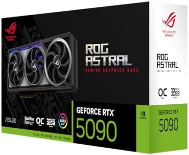 ASUS ROG Astral GeForce RTX 5090 White OC Edition Gaming Graphics Card (PCIe 5.0, 32GB GDDR7, HDMI/DP 2.1, 3.8-slot, 4fan design, Axial-tech fans, patented vapor chamber, Phase-change GPU thermal pad