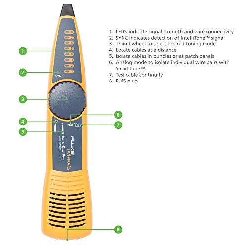 Fluke Networks MT-8200-60-KIT IntelliTone Pro 200 Probe and Toner, Multicolor