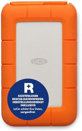 LaCie Rugged USB-C, 5TB, Portable External Hard Drive, Drop, Shock, Dust, Rain Resistant, for Mac & PC (STFR5000800
