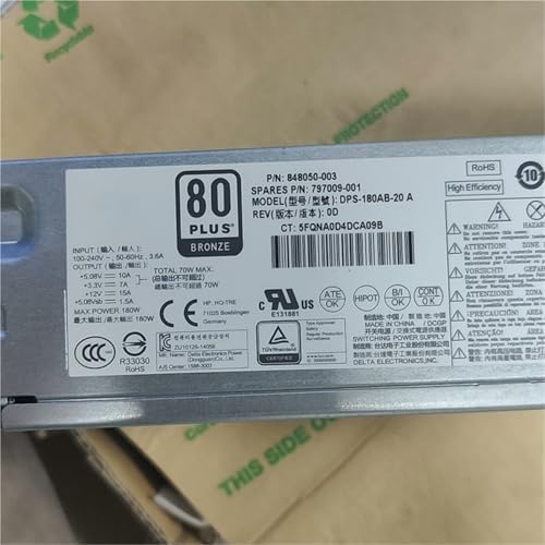180W PSU for ProDesk 400 G3 Switching Power Supply DPS-180AB-20A 797009-001 848050-003 PCE019