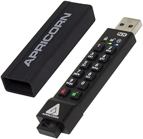 Apricorn 2TB Aegis Padlock Fortress FIPS 140-2 Level 2 Validated 256-Bit Encrypted USB 3.0 Hard Drive & Aegis Secure Key 3 NX 128GB 256-Bit Secure USB 3.0 Flash Drive, Black