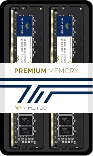 Timetec Premium 32GB KIT(2x16GB DDR4 2666MHz PC4-21300 Non-ECC Unbuffered 1.2V CL19 2Rx8288 Pin UDIMM Desktop Memory RAM(32GB KIT(2x16GB