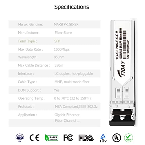 1000BASE-SX SFP Optical Transceiver Module Compatible with HPE Aruba J4858D J4858DCM JL745A Q8N53A ProCurve J4858C J4858B J4858A 850nm 550m DDM Duplex LC MMF 10pcs/Pack