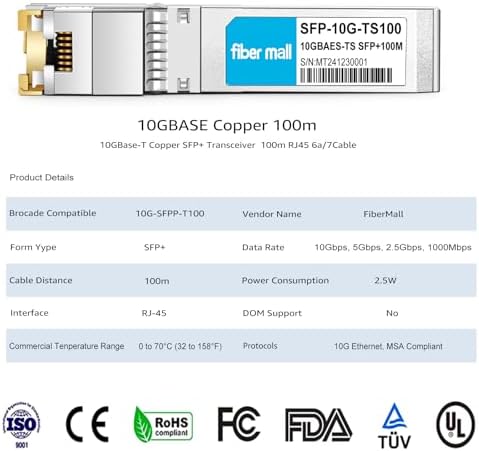 10G SFP+ RJ45 80m for Dell Force10 SFP-10G-T-80 GP-10GSFP-T80 10GBASE-T SFP+ 80m RJ45 Cat6a/7 Mini-GBIC 10gb Copper R-J45 Transceiver Module