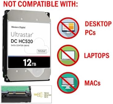 HGST WD Ultrastar DC HC520 HUH721212AL4200 12TB HDD 7200 RPM SAS 12Gb/s Interface 4Kn ISE 3.5-Inch Helium Data Center Enterprise Internal Hard Disk Drive, Model: 0F29560