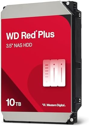 Western Digital 4TB WD Red Plus NAS Internal Hard Drive HDD - 5400 RPM, SATA 6 Gb/s, CMR, 256 MB Cache, 3.5" -WD40EFPX