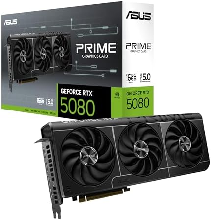 ASUS ROG Astral GeForce RTX™ 5080 OC Edition Gaming Graphics Card (PCIe® 5.0, 16GB GDDR7, HDMI®/DP 2.1, 3.8-Slot, 4-Fan Design, Axial-tech Fans, Patented Vapor Chamber, Phase-Change GPU Thermal pad