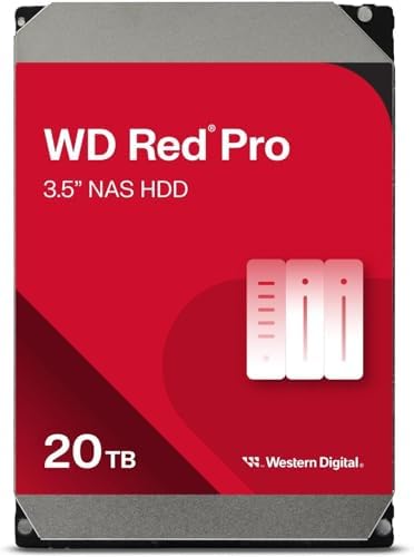 Western Digital 22TB WD Red Pro NAS Internal Hard Drive HDD - 7200 RPM, SATA 6 Gb/s, CMR, 512 MB Cache, 3.5" - WD221KFGX