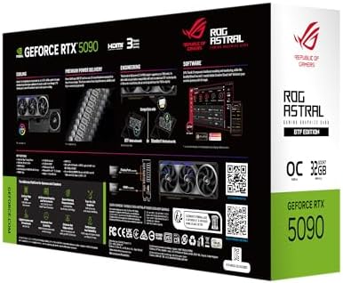ASUS ROG Astral GeForce RTX 5090 White OC Edition Gaming Graphics Card (PCIe 5.0, 32GB GDDR7, HDMI/DP 2.1, 3.8-slot, 4fan design, Axial-tech fans, patented vapor chamber, Phase-change GPU thermal pad