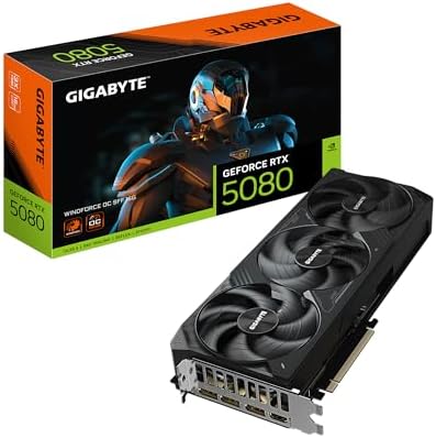 GIGABYTE GeForce RTX 5080 Gaming OC 16G Graphics Card, WINDFORCE Cooling System, 16GB 256-bit GDDR7, GV-N5080GAMING OC-16GD Video Card