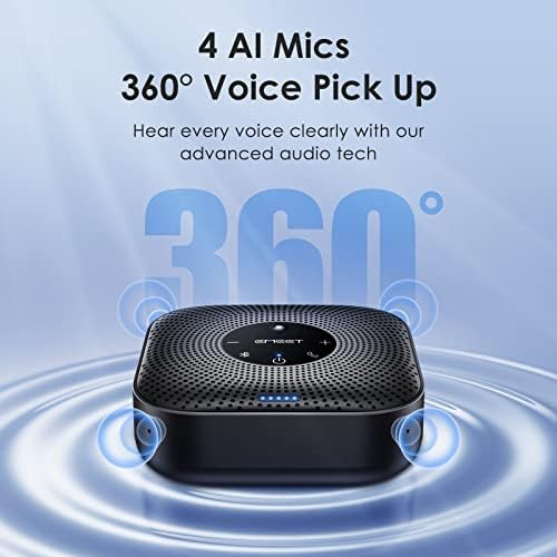 EMEET Conference Speakerphone M0 Plus, 4 AI Mics 360° Voice Pickup, Noise Reduction, USB C Speaker, Bluetooth Conference Speaker for 8 People w/Daisy Chain for 16 Compatible with Leading Software