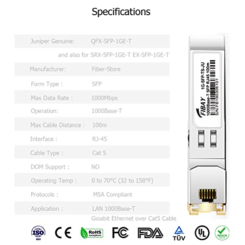 1000BASE-SX SFP Optical Transceiver Module Compatible with HPE Aruba J4858D J4858DCM JL745A Q8N53A ProCurve J4858C J4858B J4858A 850nm 550m DDM Duplex LC MMF 10pcs/Pack