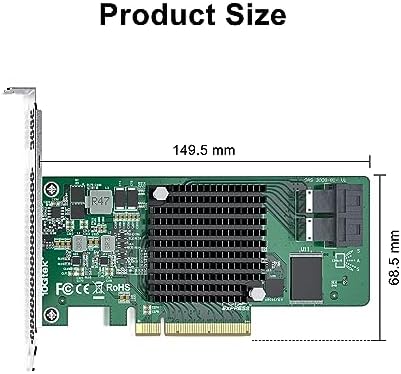 PCIe 3.0 x8 12G External SAS/SATA HBA RAID Controller Card, Broadcom 3008 Chip, Compatible with LSI 9300-8E, Mini SAS HD (SFF-8644 Connector, for Server/Storage Expansion