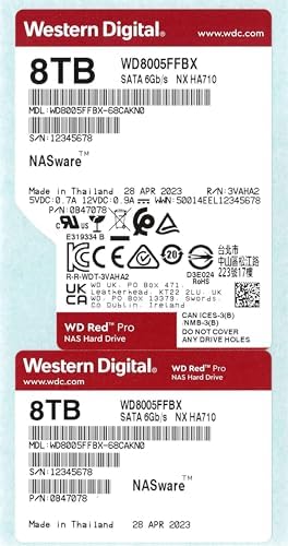 Western Digital 16TB WD Red Pro NAS Internal Hard Drive HDD - 7200 RPM, SATA 6 Gb/s, CMR, 512 MB Cache, 3.5" - WD161KFGX