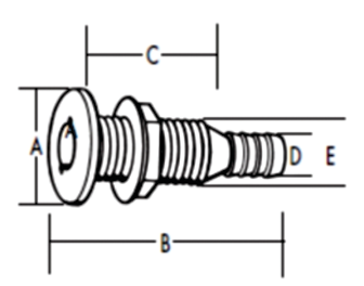 TH Marine TH-750-DP Thru Hull 3/4 Straight Black