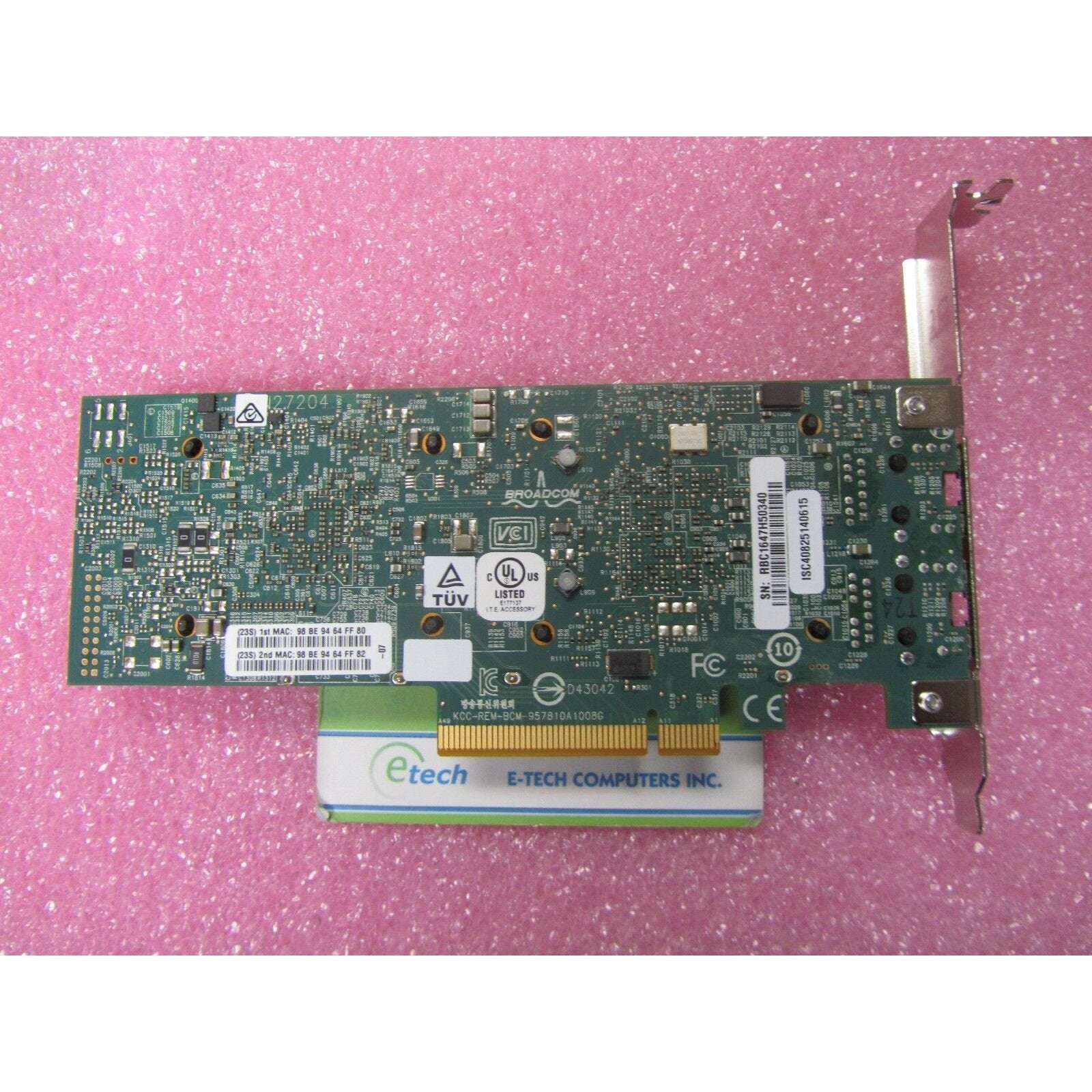 44T1370 - Broadcom NetXtreme 2x10 Gigabit Ethernet BaseT Adapter for System x 883436557511