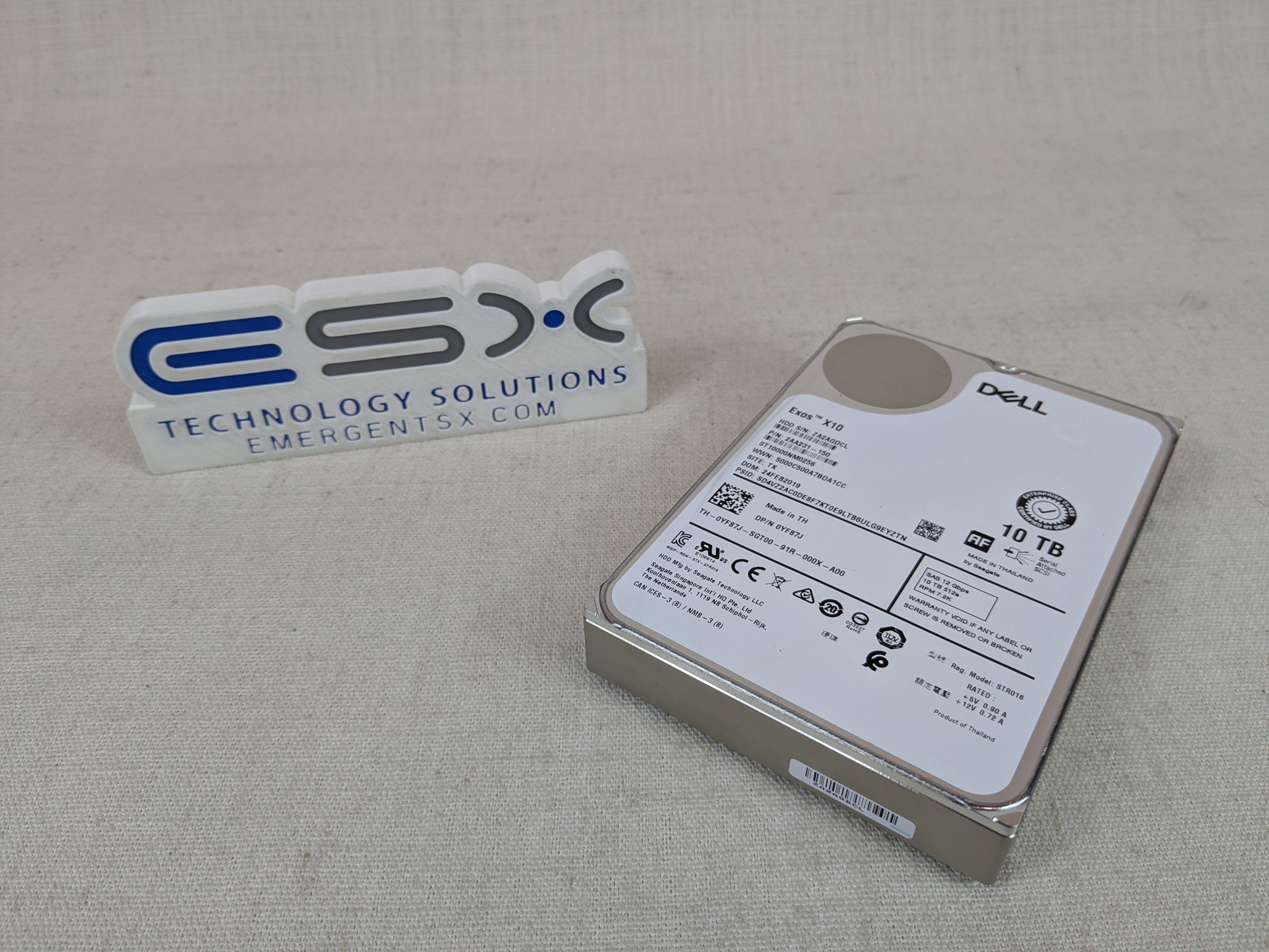Dell YF87J 10TB 7.2k 12Gb/s 3.5” SAS 512e Hard Drive ST10000NM0256
