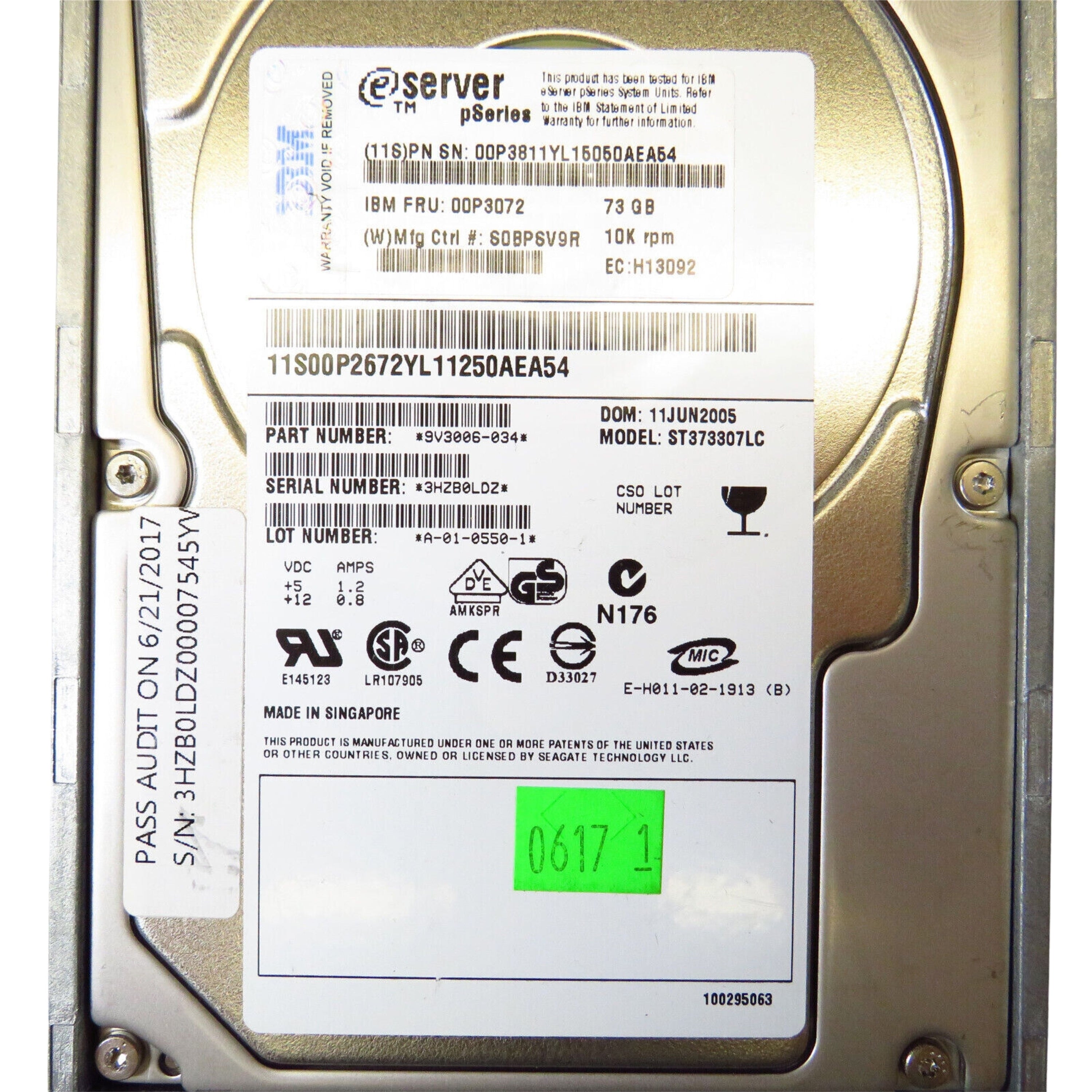 IBM 00P3072 3.5" 73GB 15000RPM SCSI Hard Disk Drive (HDD), Silver (Refurbished)