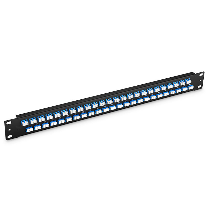FHU 1U 19'' Fiber Adapter Panel, 96 Fibers OS2 Single Mode, 48x LC UPC Duplex (Blue) Adapter, Ceramic Sleeve