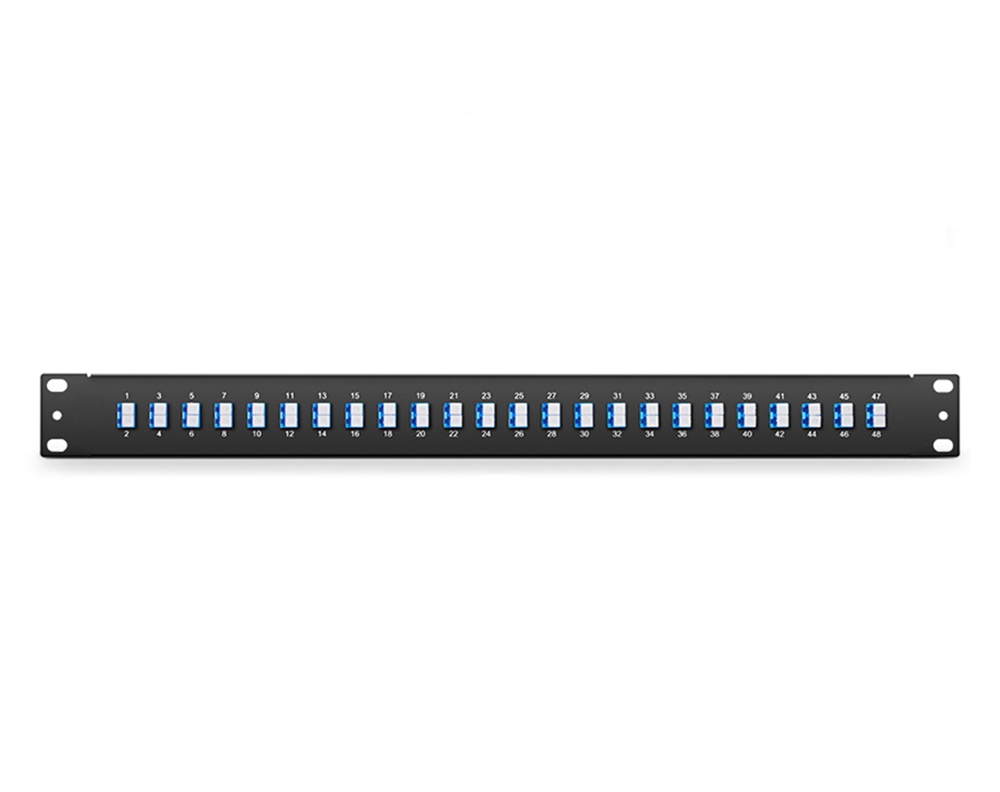 FHU 1U 19'' Fiber Adapter Panel, 48 Fibers OS2 Single Mode, 24x LC UPC Duplex (Blue) Adapter, Ceramic Sleeve