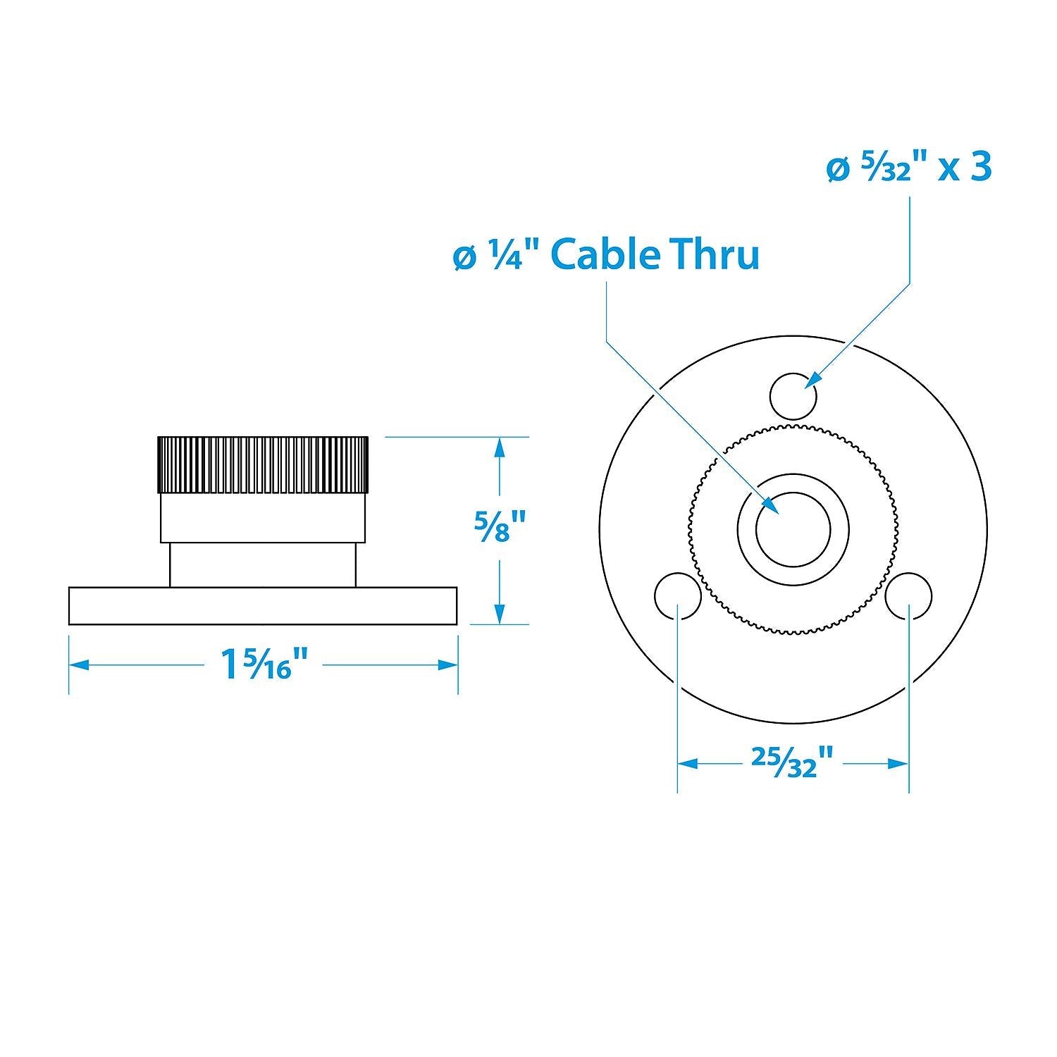 Seachoice 50-10011 Chrome Plated Brass Cable Outlet 1/4"