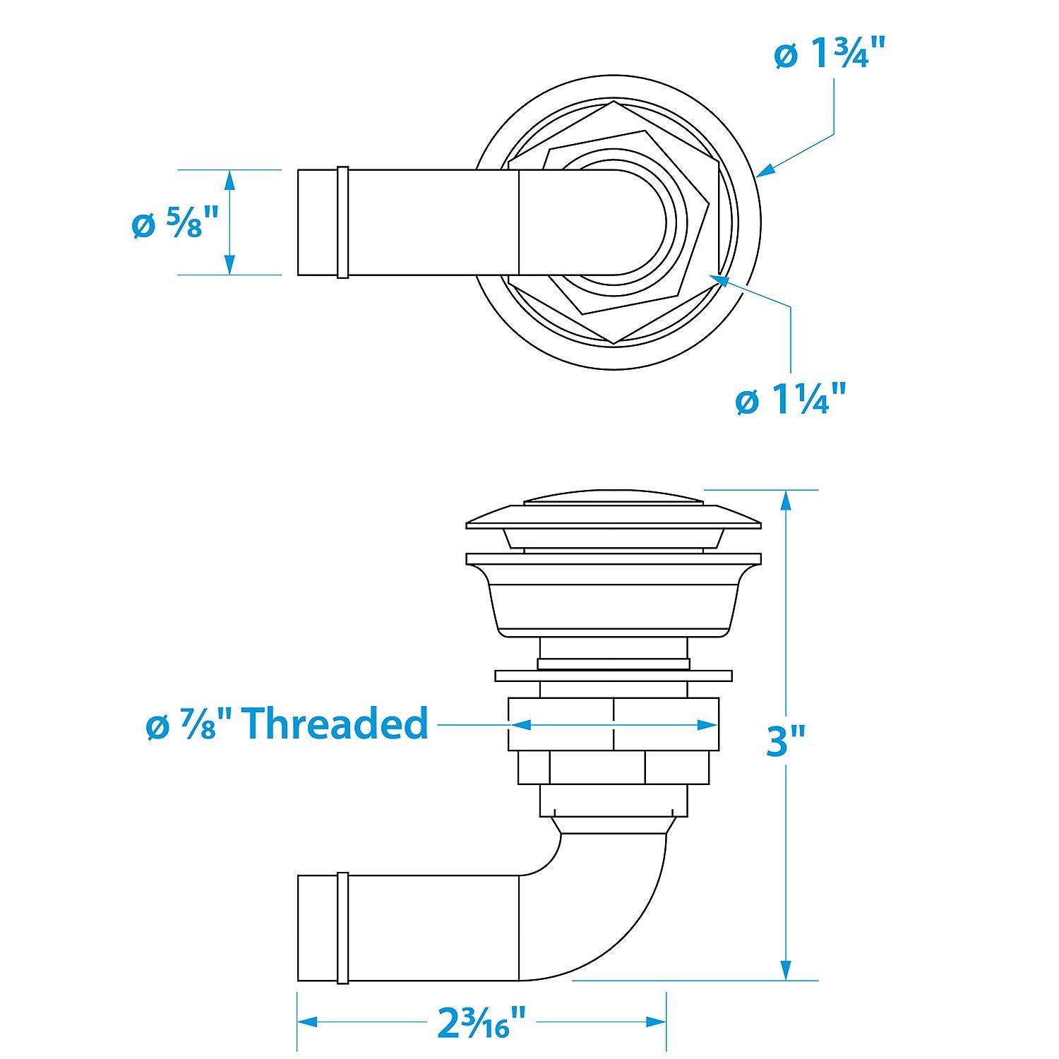 Seachoice 50-23061 90 Degree SS Flush Mount Fuel Vent for 5/8" Hose