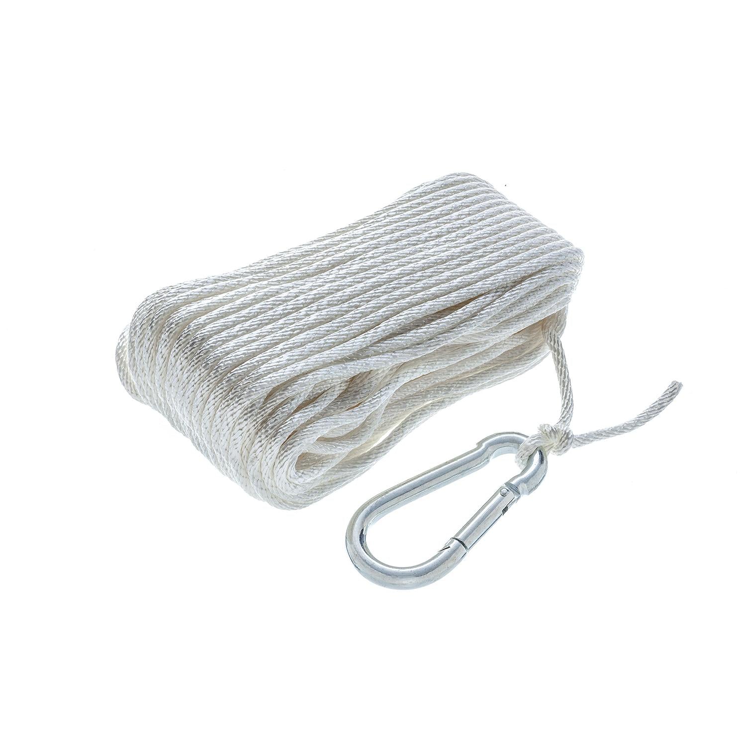 Seachoice 40221 Solid-Braid Nylon Anchor Line, White, 3/16" x 100'