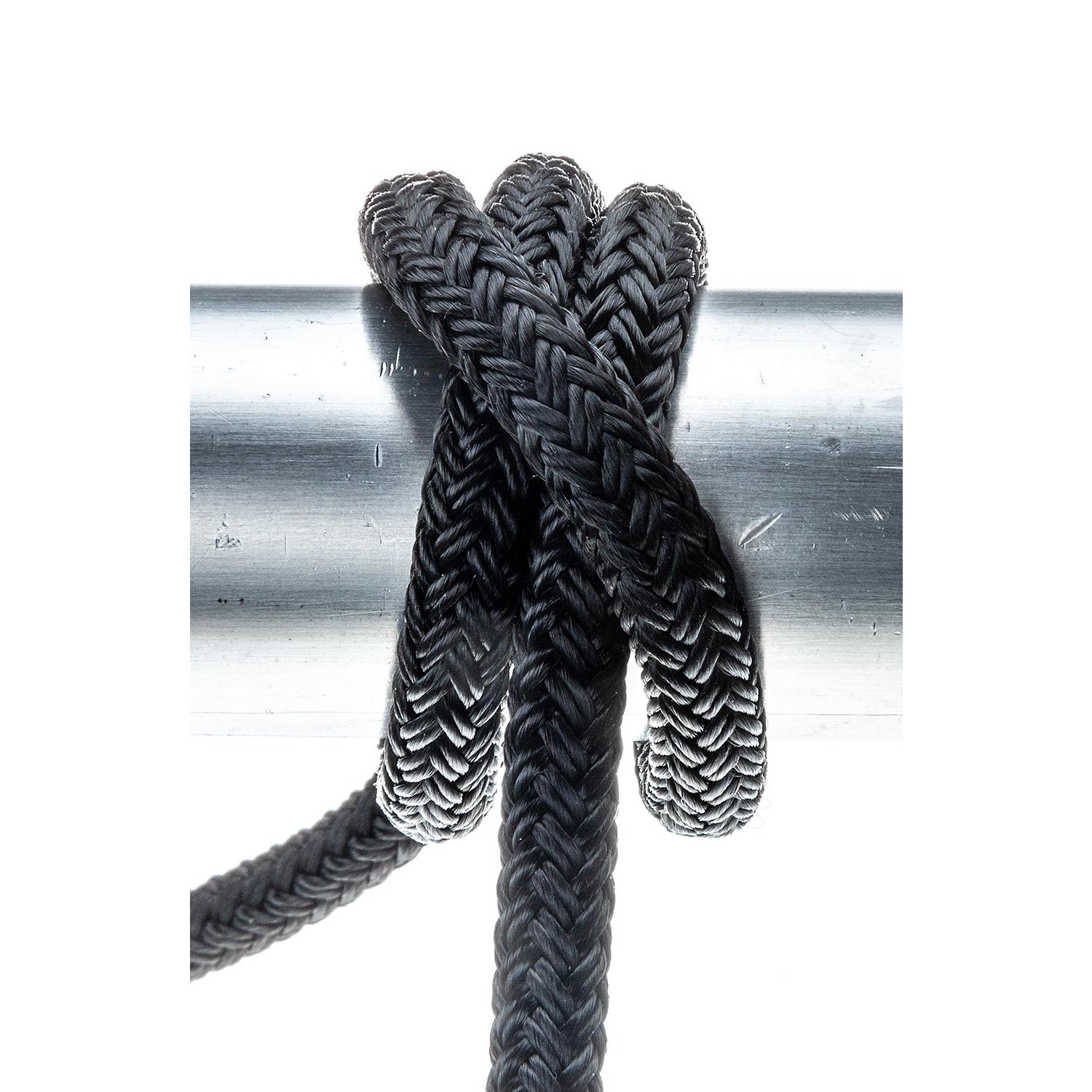 Seachoice Double-Braid Nylon Dock Line w/ Eye Splice, Pre-Shrunk, Heat Stabilized, 3/8 In. X 15 Ft., Black