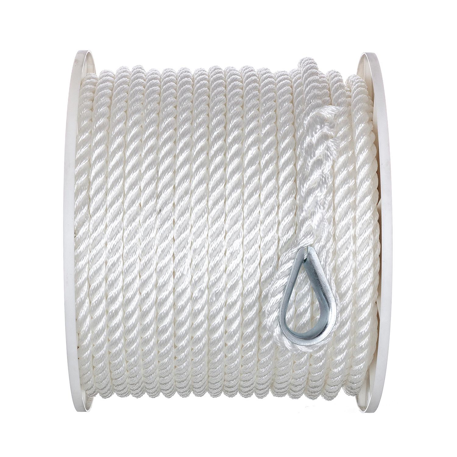 Seachoice 40751 3-Strand Twisted Nylon Anchor Line White, 1/2" x 200'