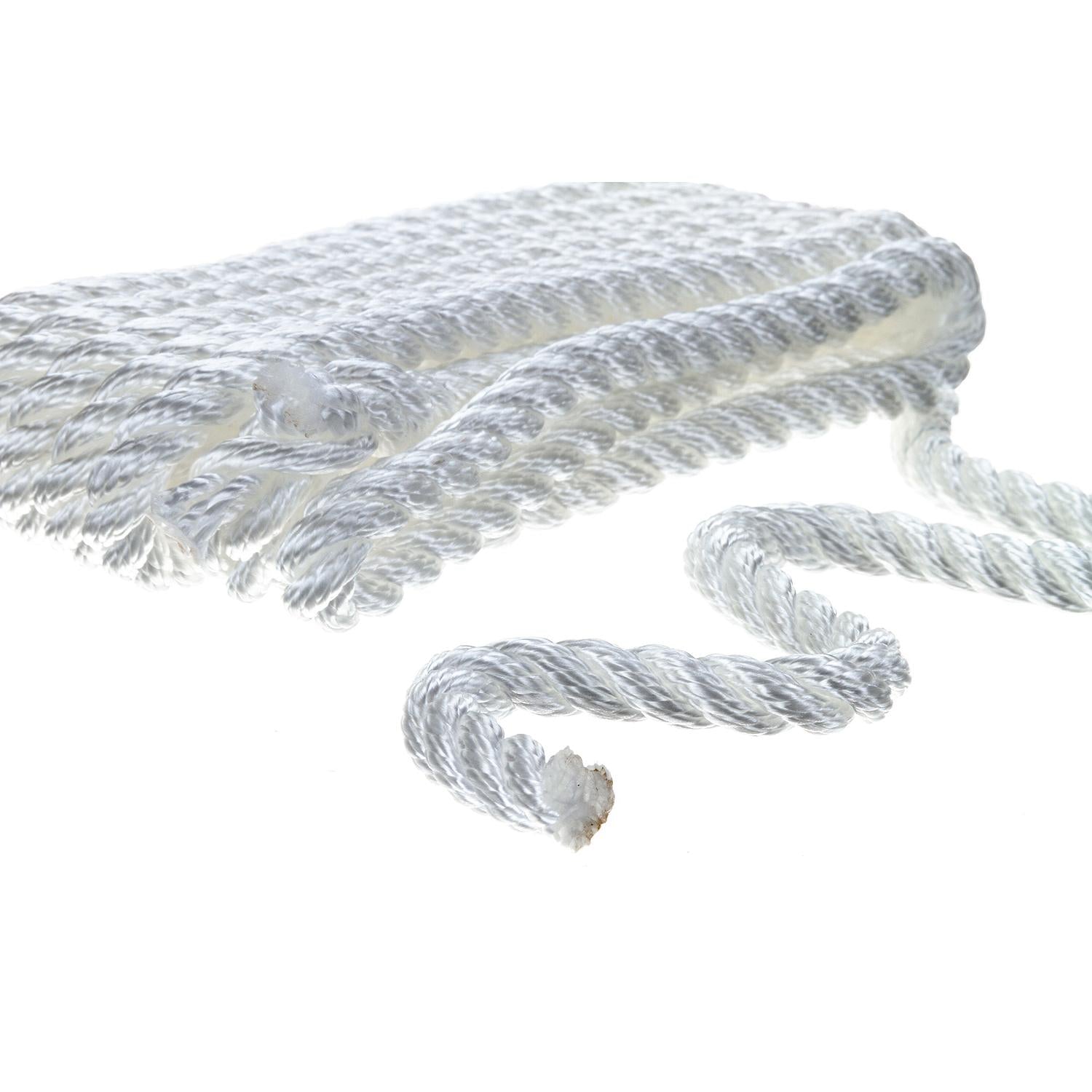Seachoice 42511 3-Strand Twisted Nylon Dock Line, 3/8" x 15', White
