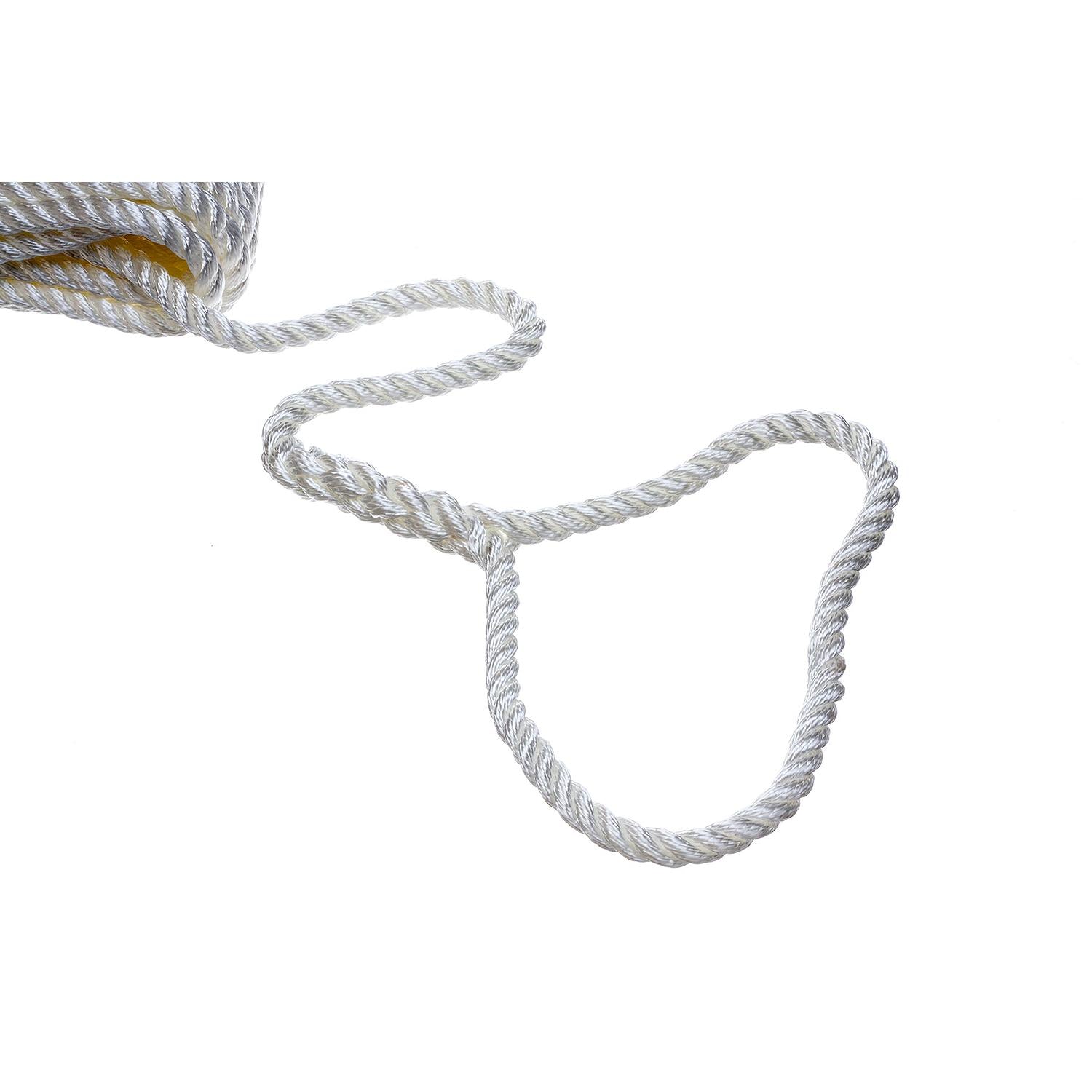 Seachoice 42581 3-Strand Twisted Nylon Dock Line, 1/2" x 30', White