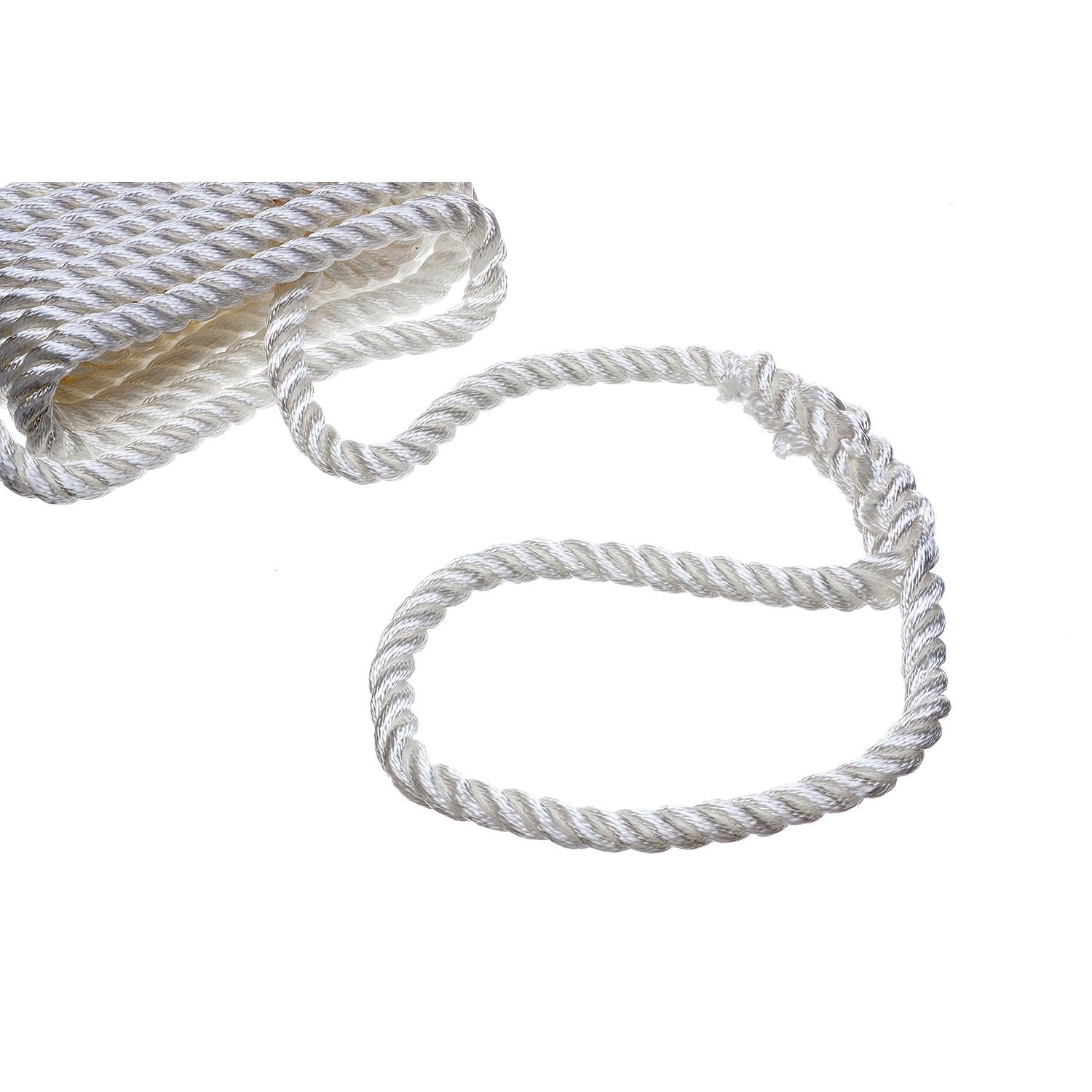 Seachoice 42591 3-Strand Twisted Nylon Dock Line, 5/8" x 20', White