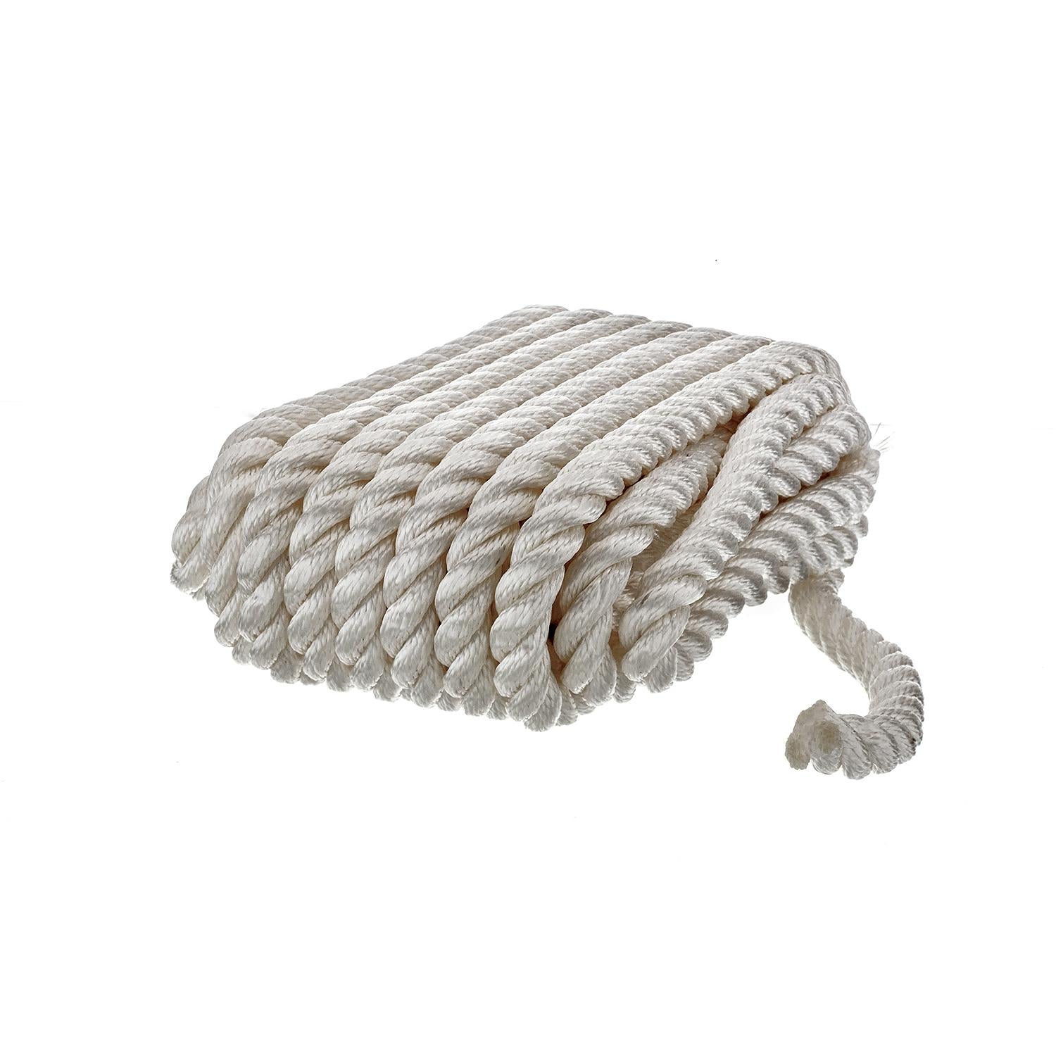 Seachoice 42621 3-Strand Twisted Nylon Dock Line, 5/8" x 35', White