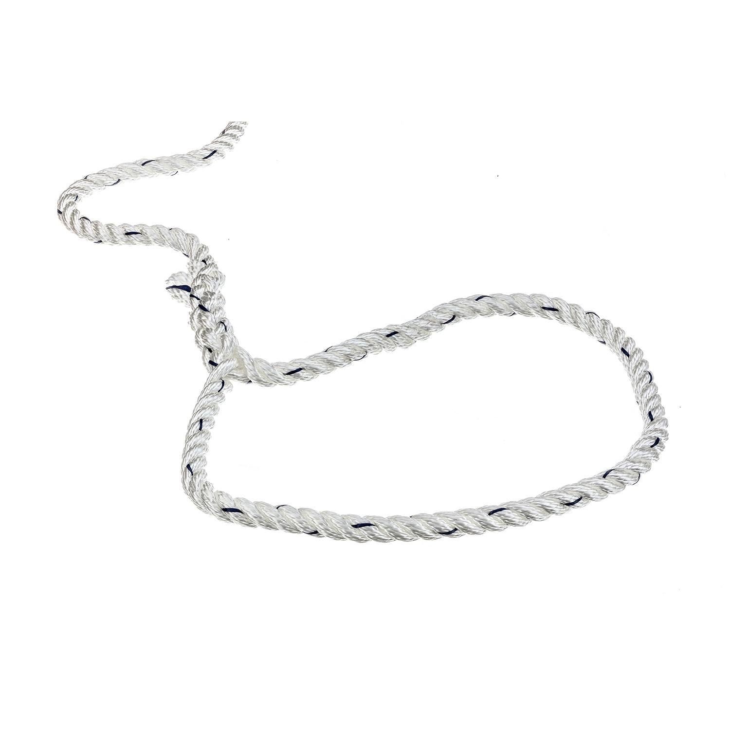 Seachoice 47501 Premium 3-Strand Twisted Nylon Dock Line, White w/ Blue Tracer, 3/8" x 10'
