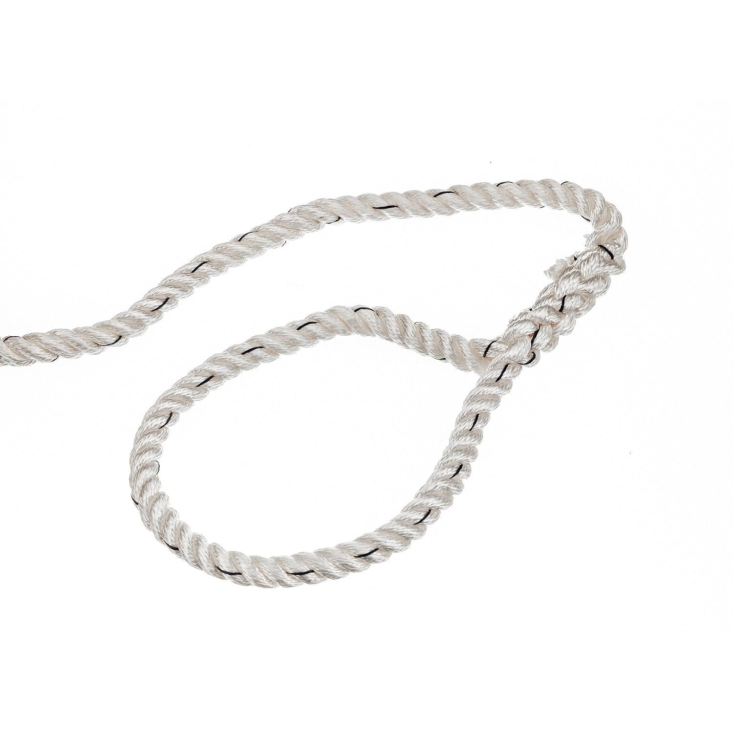 Seachoice 47621 Premium 3-Strand Twisted Nylon Dock Line, White w/ Blue Tracer, 5/8" x 35'