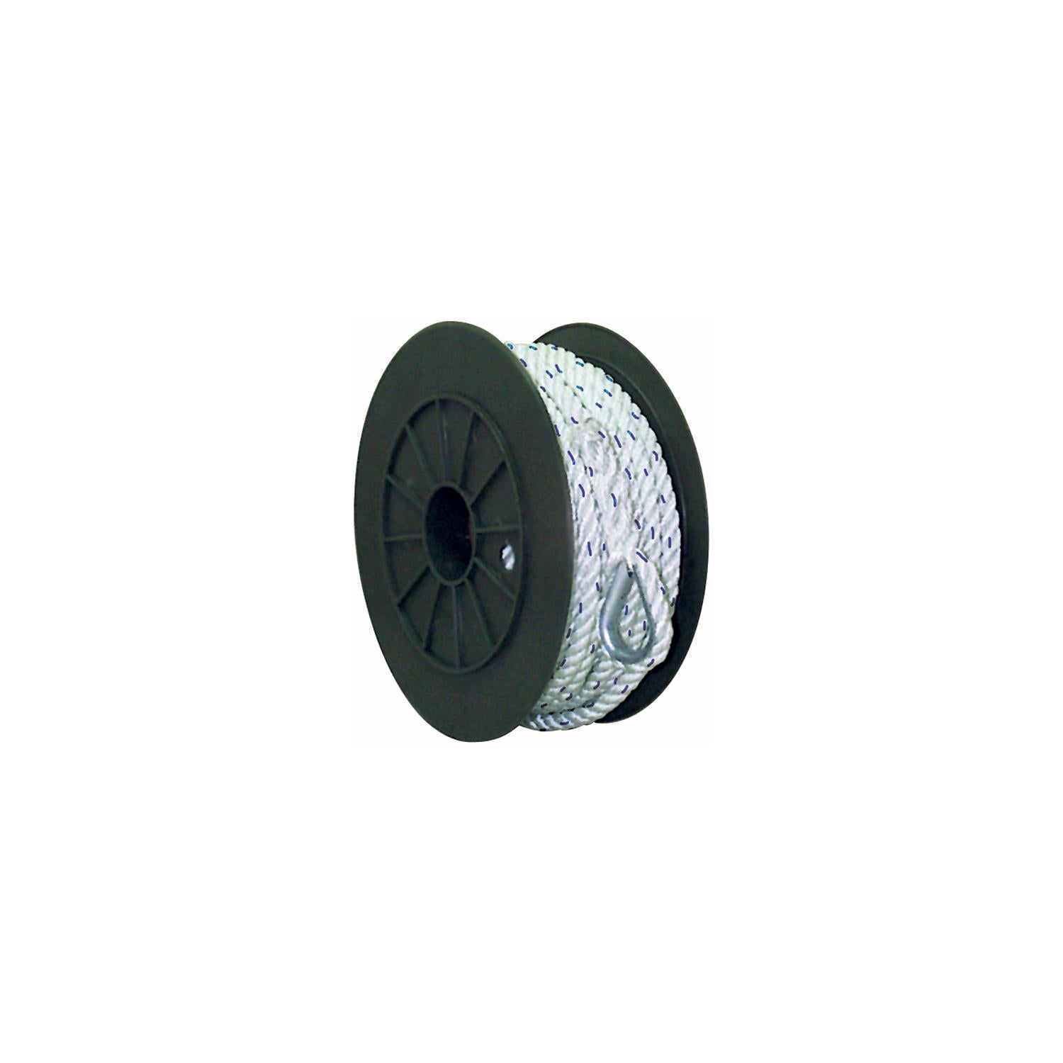 Seachoice 47751 Premium 3-Strand Twisted Nylon Anchor Line White w/ Blue Tracer, 1/2" x 200'
