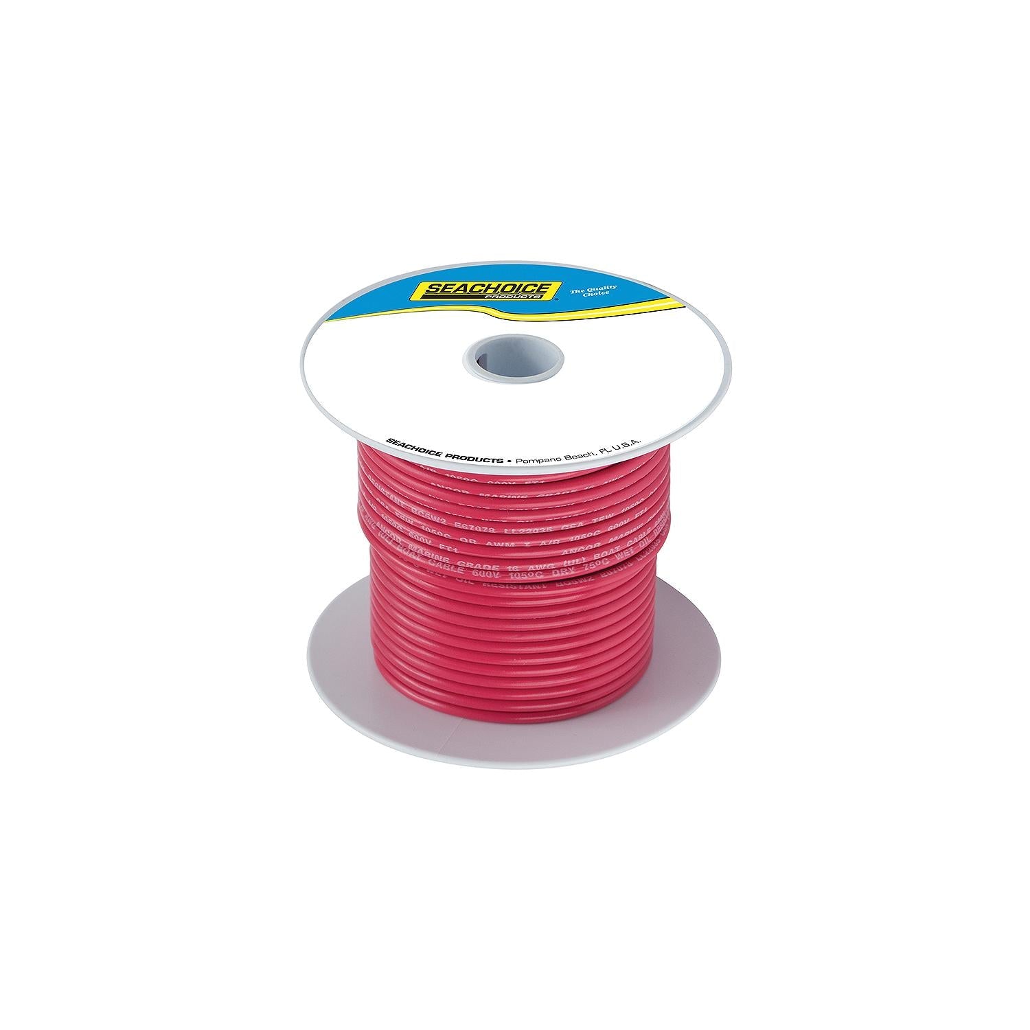 Seachoice 50-63104 Tinned Copper Marine Wire, 14 AWG, Red, 100'