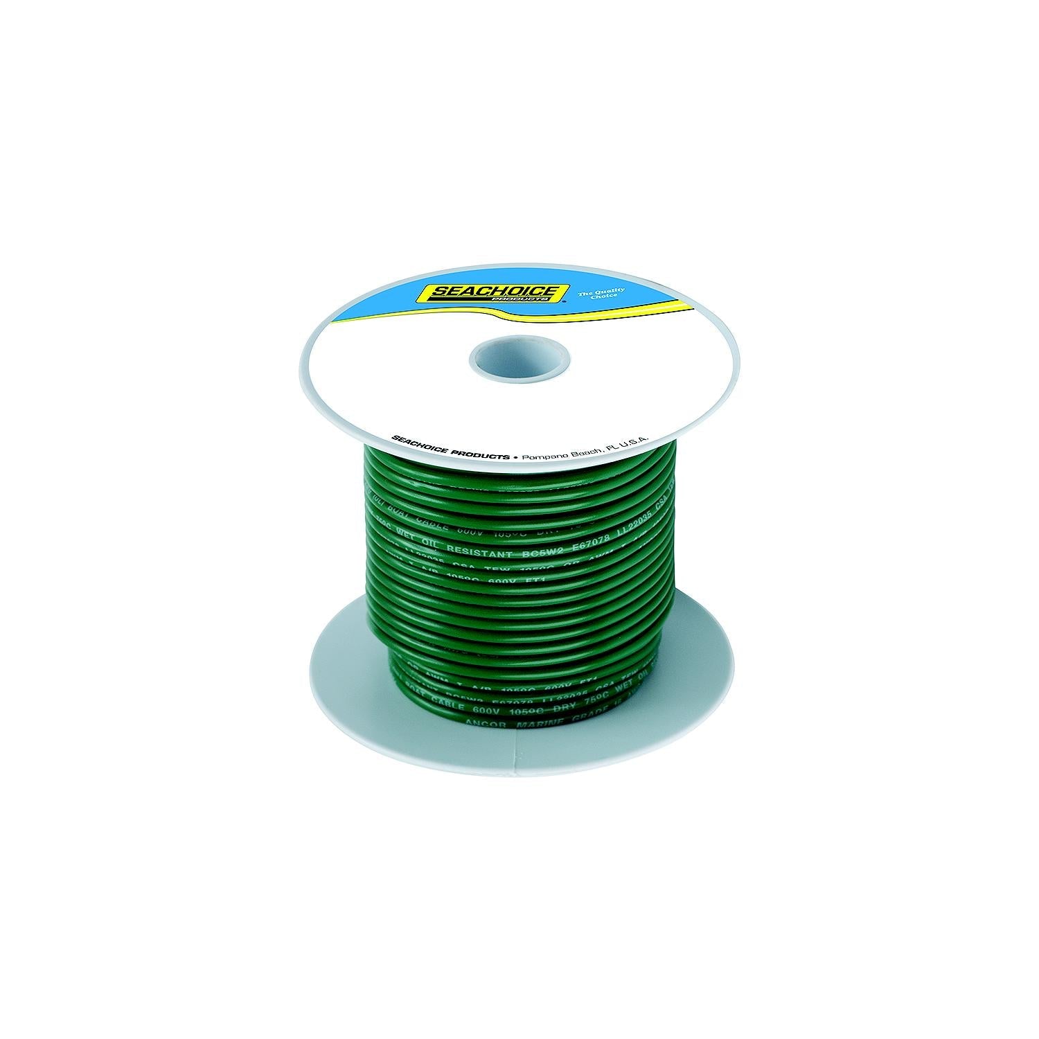 Seachoice 50-63068 Tinned Copper Marine Wire, 10 AWG, Green, 100'