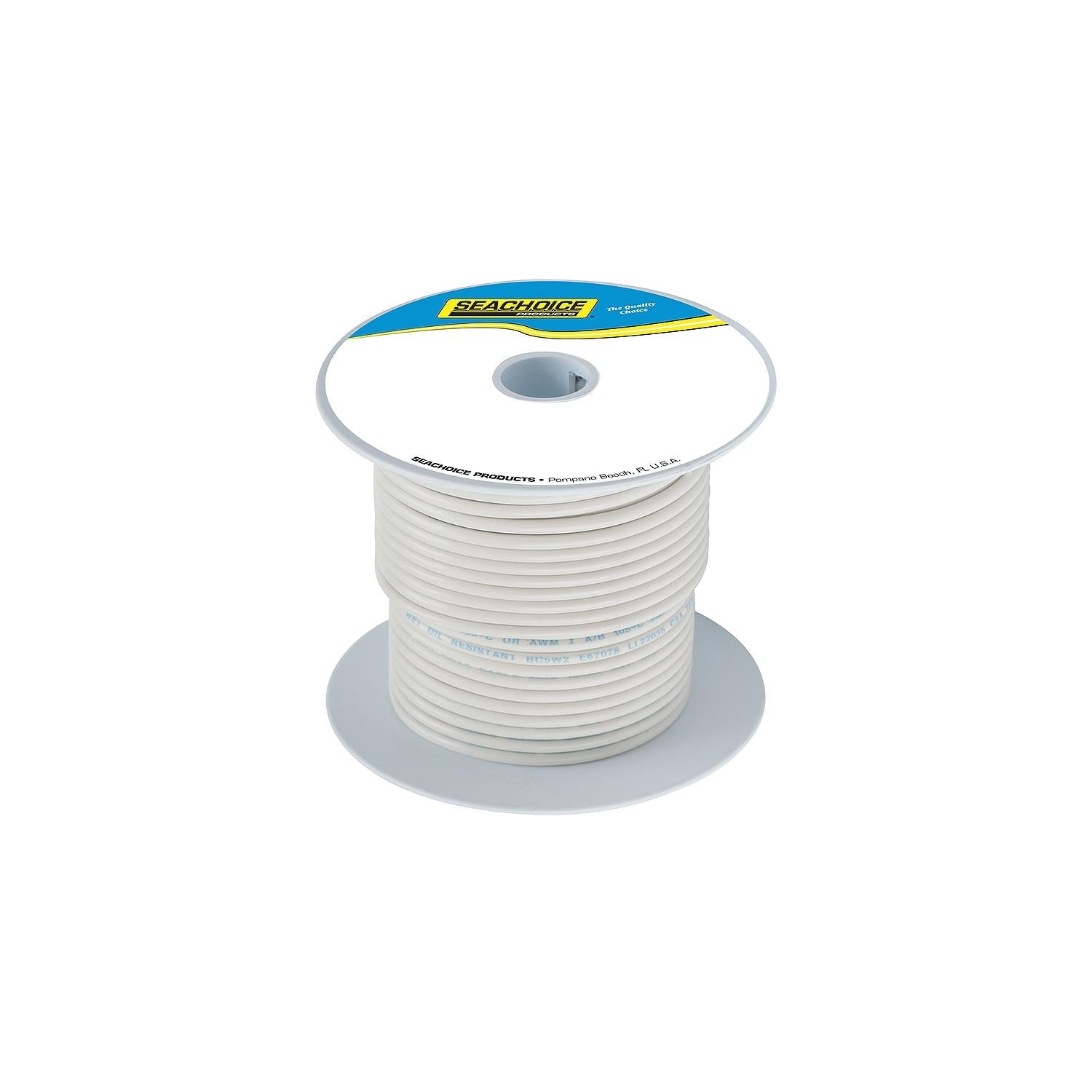 Seachoice 50-63089 Tinned Copper Marine Wire, 12 AWG, White, 100'